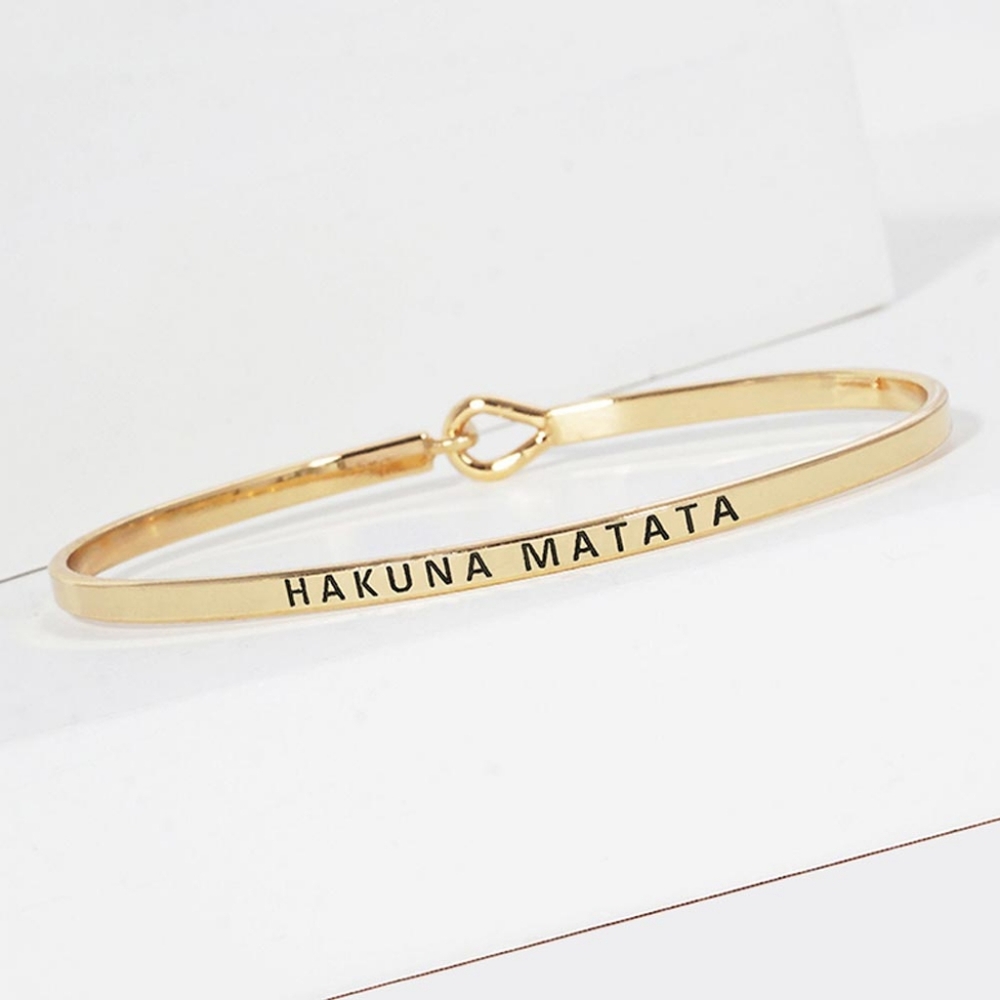Gold and Black HAKUNA MATATA Metal Hook Bracelet